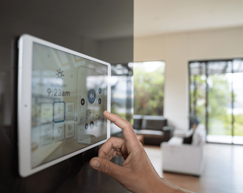 Smart home control panel on wall