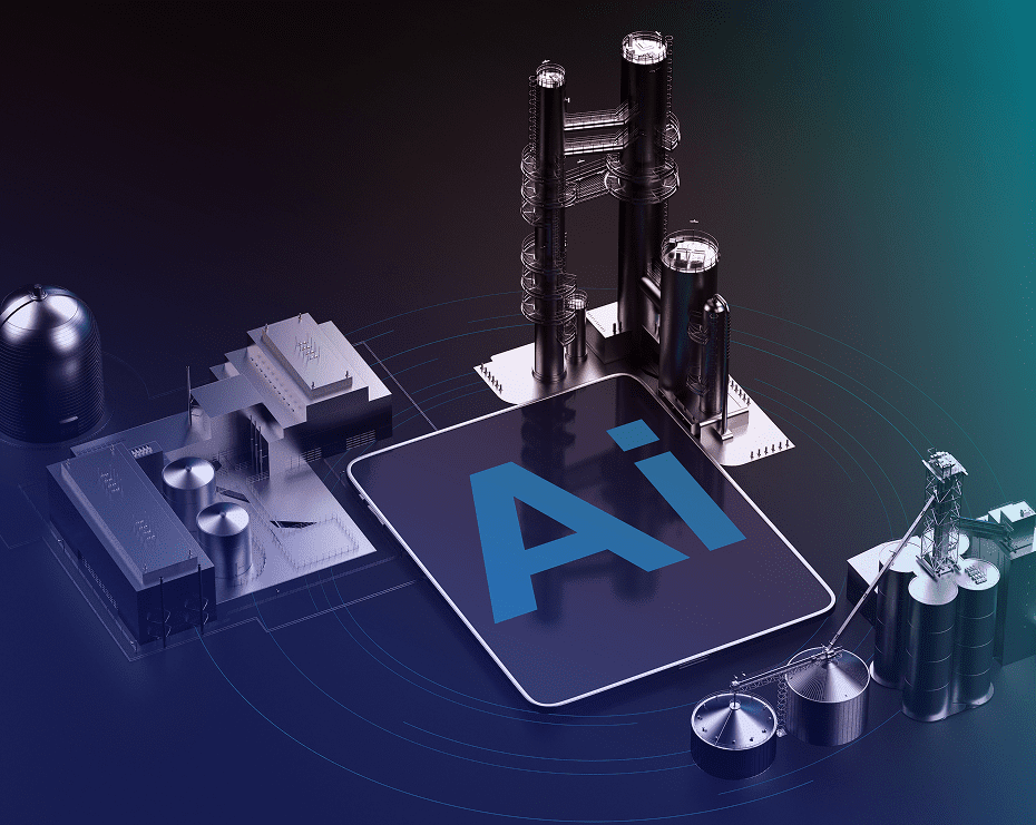 AI surrounded by industrial structures